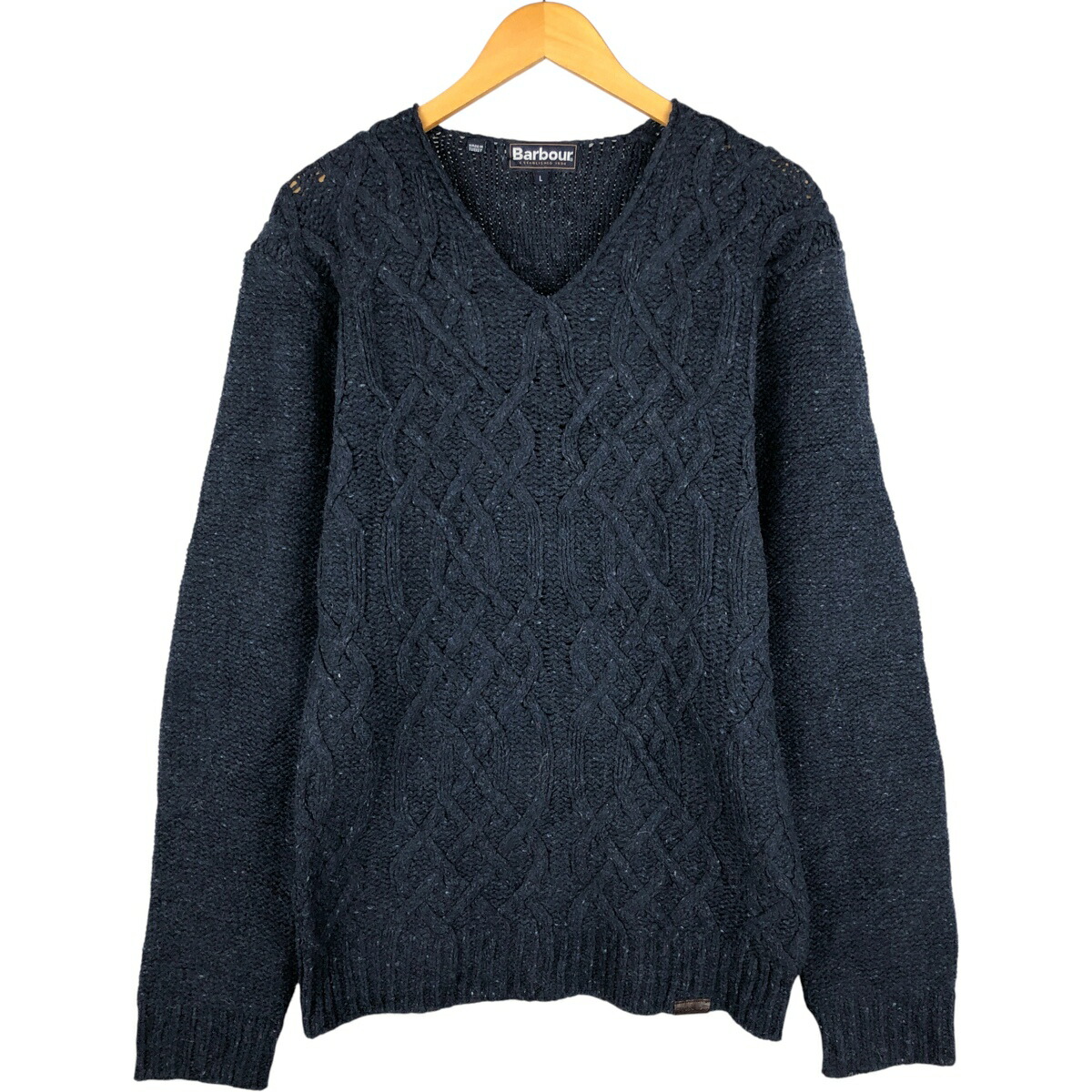 古着 バブアー Barbour Vネック フィッシャーマン アランニット