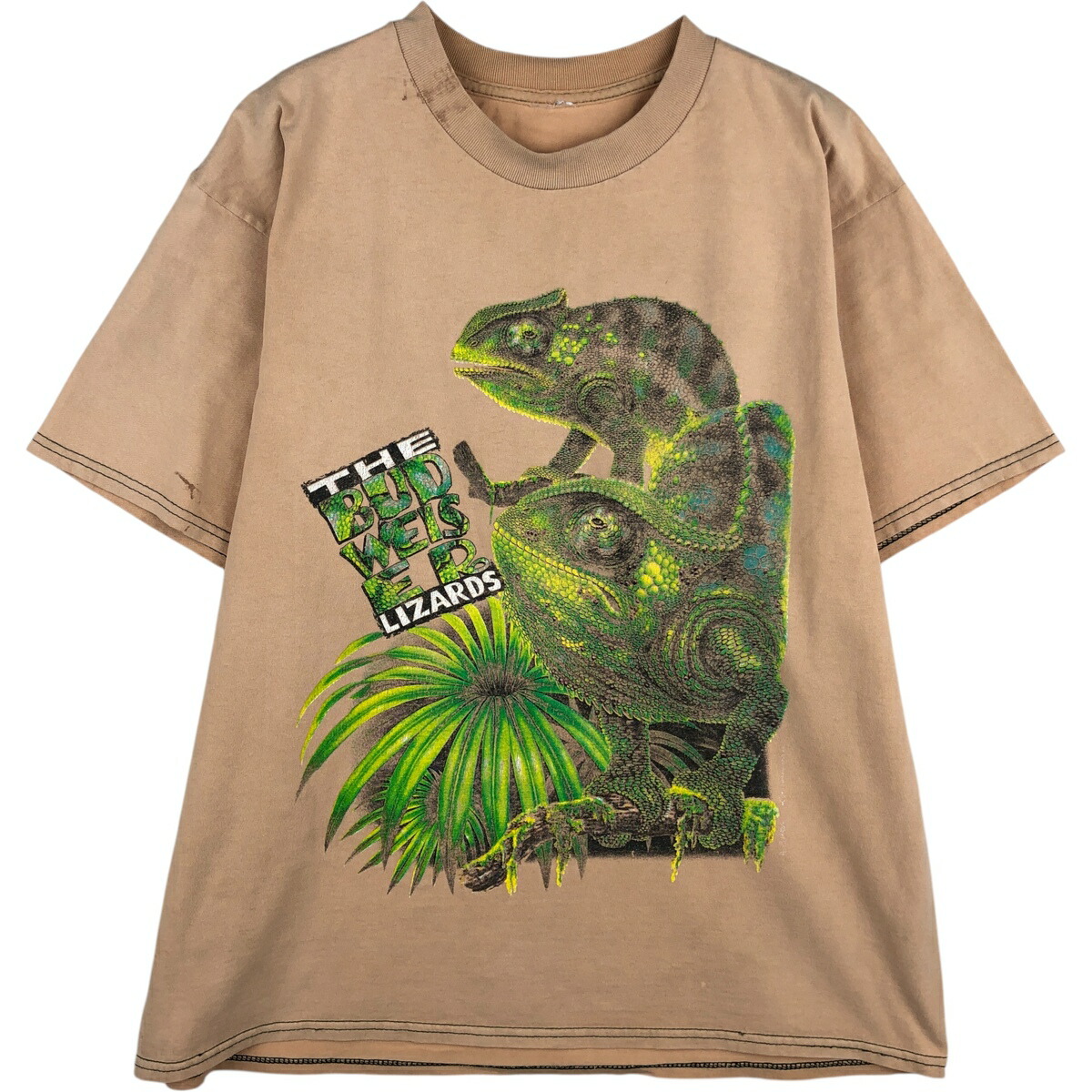 古着 BUDWEISER バドワイザー トカゲ柄 アドバタイジングTシャツ