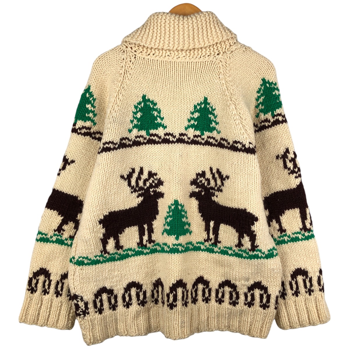 古着 50～60年代 総柄 トナカイ柄 カウチンセーター メンズXL相当
