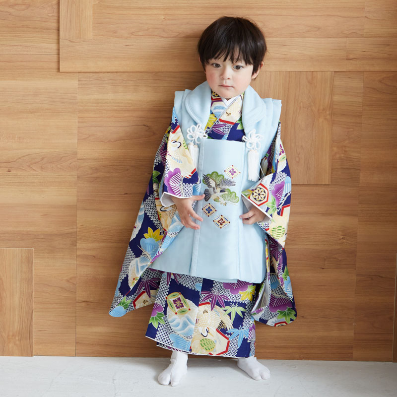 楽天市場】【レンタル】[七五三 着物 3歳]男の子「K143 水色鷹×青松竹