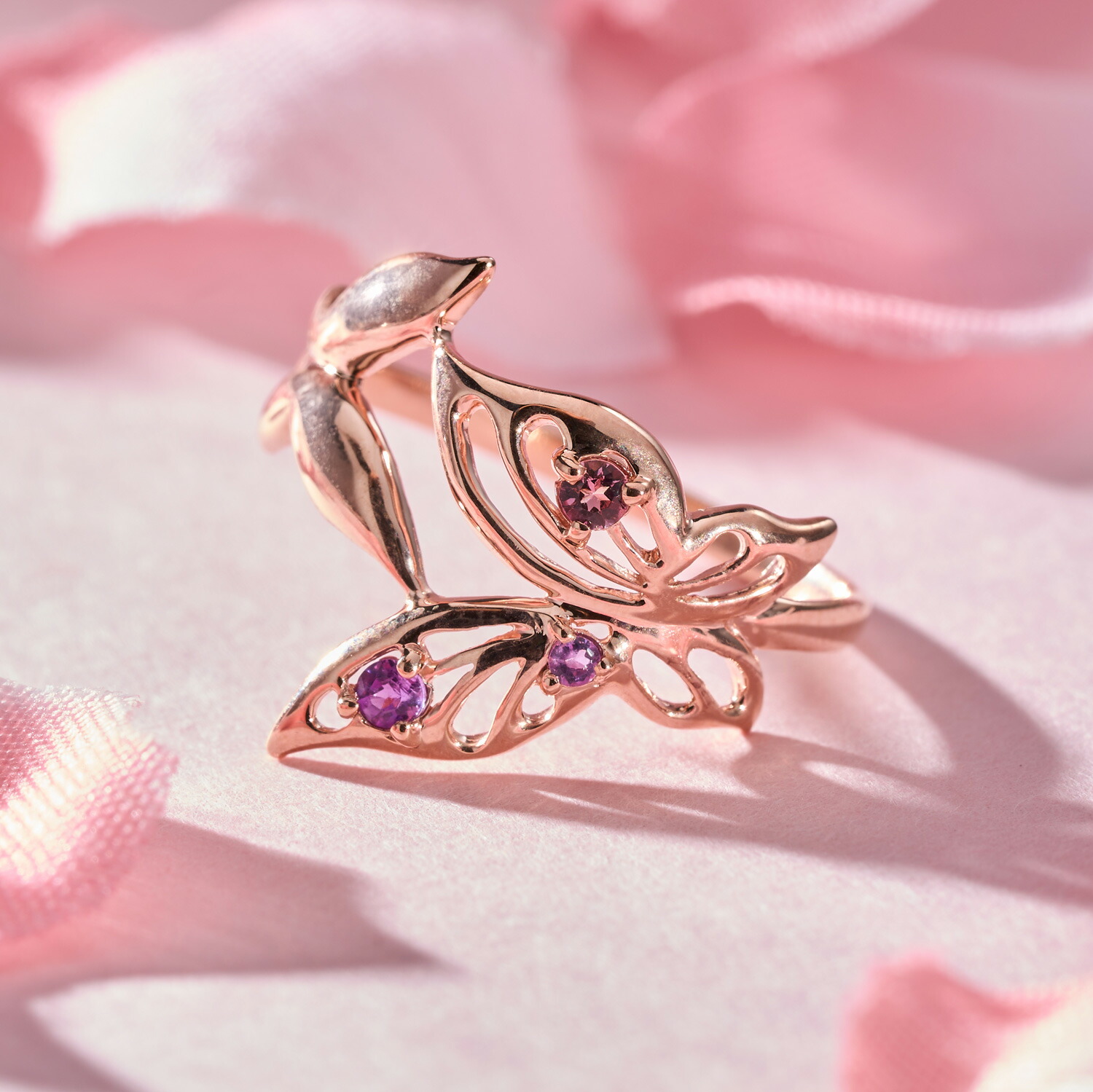 楽天市場】【最短当日出荷】蝶モチーフ ピンクトルマリン アメジスト