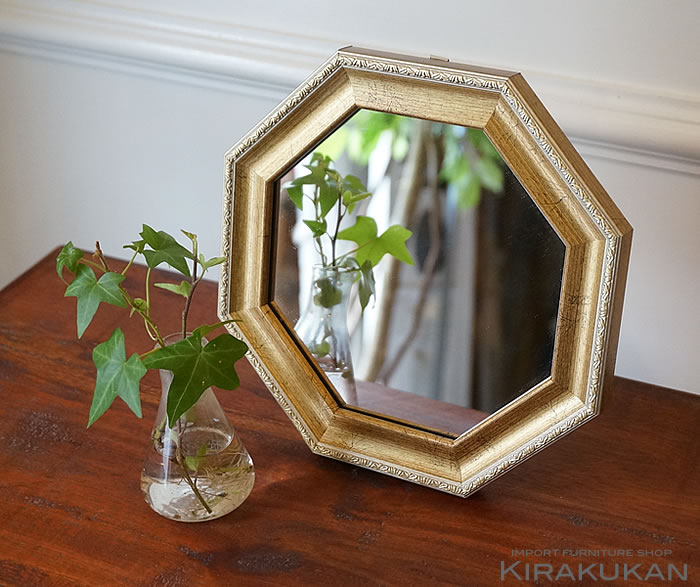 楽天市場】【スーパーセール価格】 鏡 壁掛け ヴィンテージ 八角ミラー