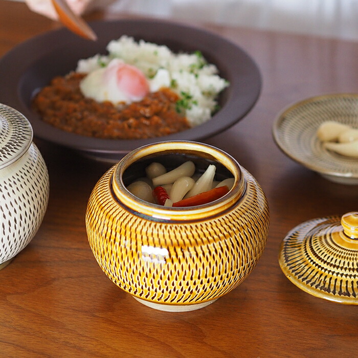3月3日12:30再販】☆小鹿田焼 小袋窯 2合壺 飴釉飛びかんな | 食器と