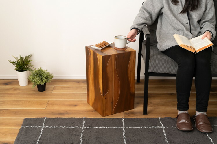 楽天市場】サイドテーブル ウッドスツール 木目調 丸太 天然木 椅子