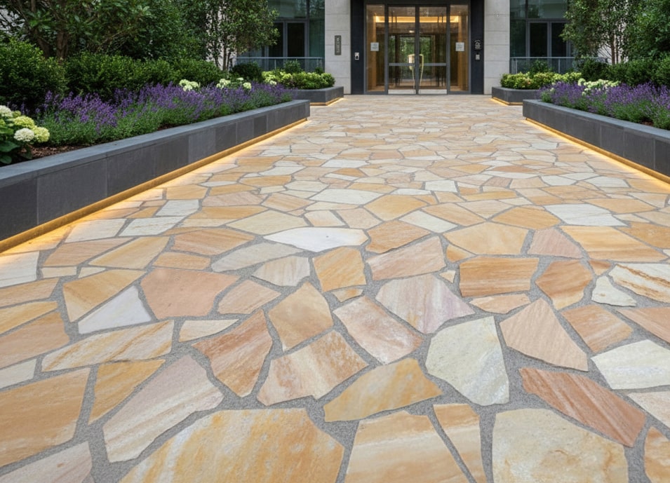 楽天市場】乱形石 乱形 石材 アルビノイエロー 0.5平米 自然石 石 乱形