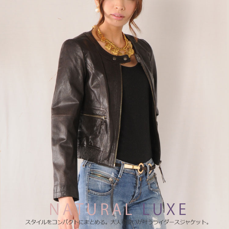 楽天市場】【期間限定価格】ラムレザー ノーカラージャケット