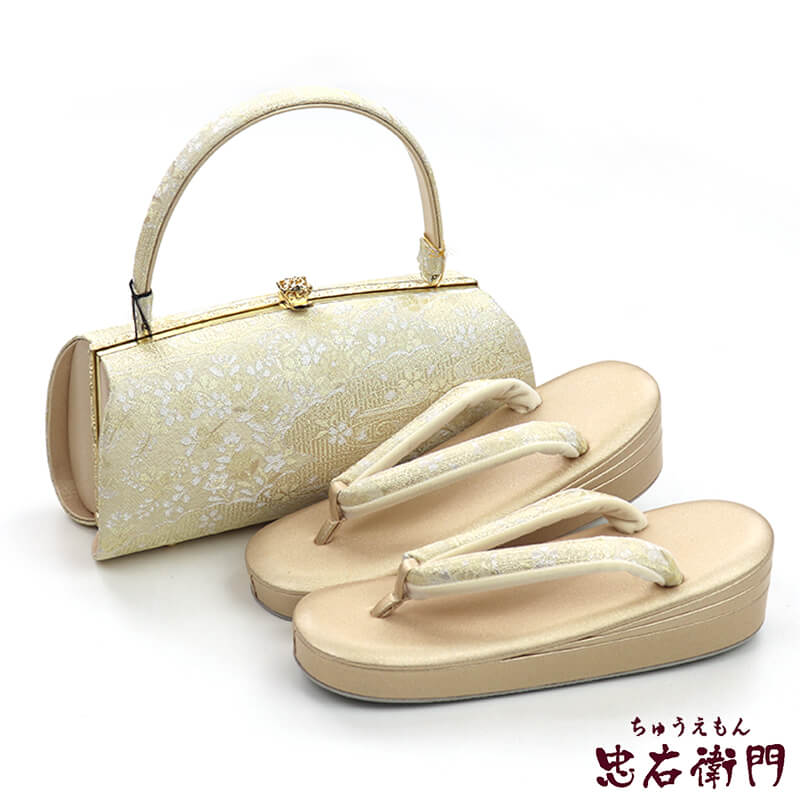 草履バッグセット フォーマル 正絹 帯地仕様 フォーマル 正絹 薄金 金