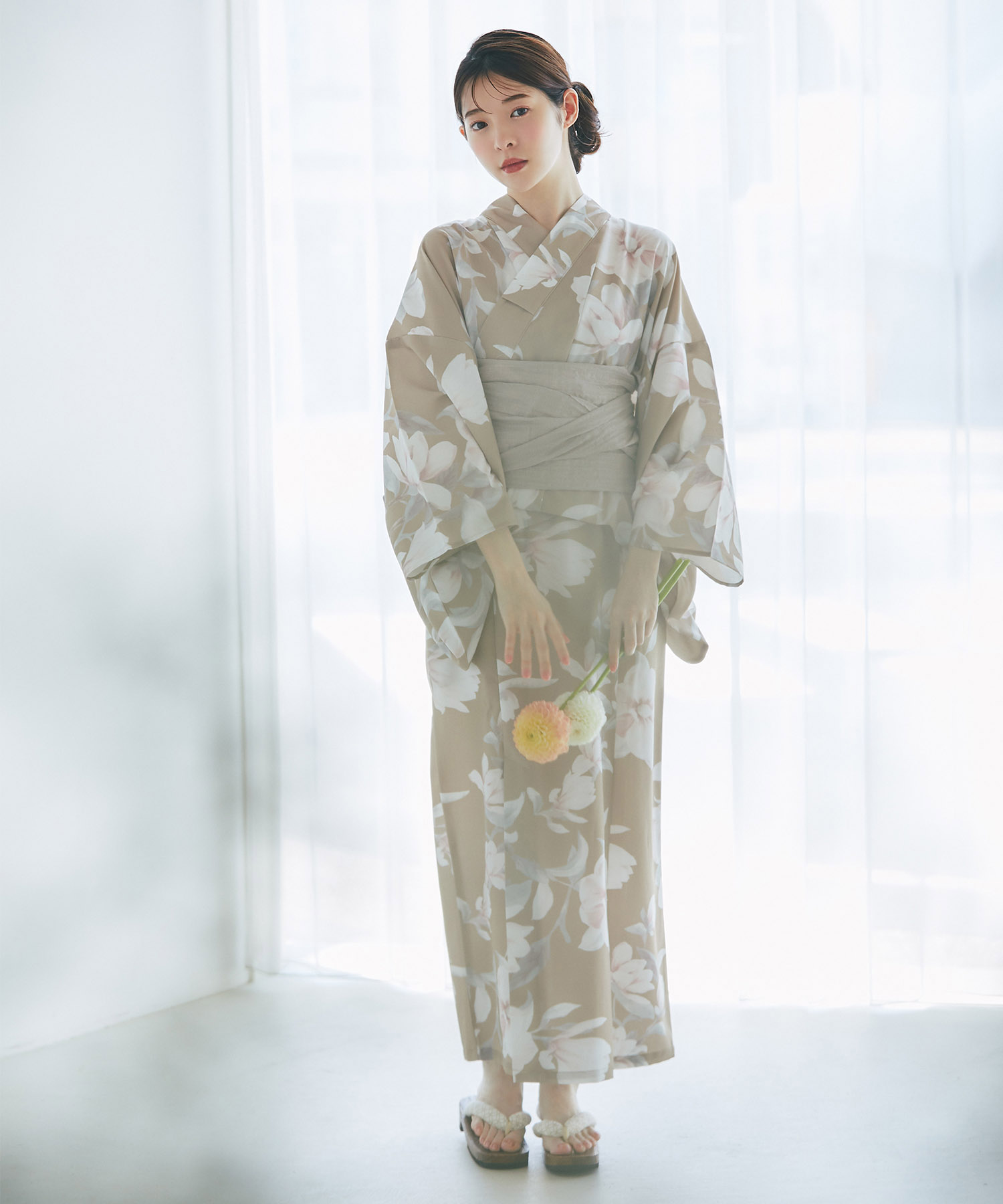 2WAY♪気品溢れる、木蓮柄セパレート浴衣