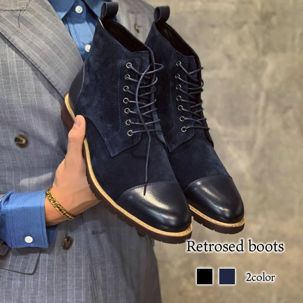 楽天市場】ブーツ メンズ レトロスエードブーツ 冬 秋 モード