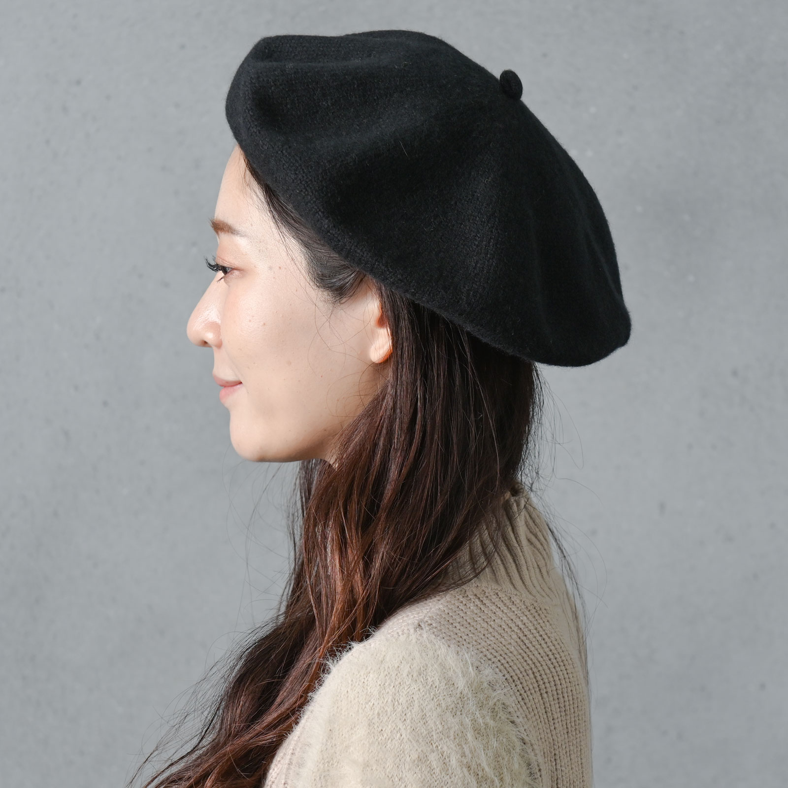 30％OFF】カシミヤ100% ベレー帽 レディース ベージュとブラック