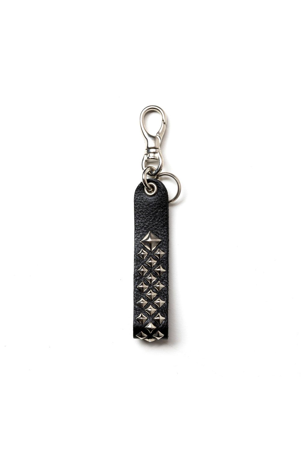CALEE - STUDS LEATHER FLAT KEY RING / ブラック | Tempt