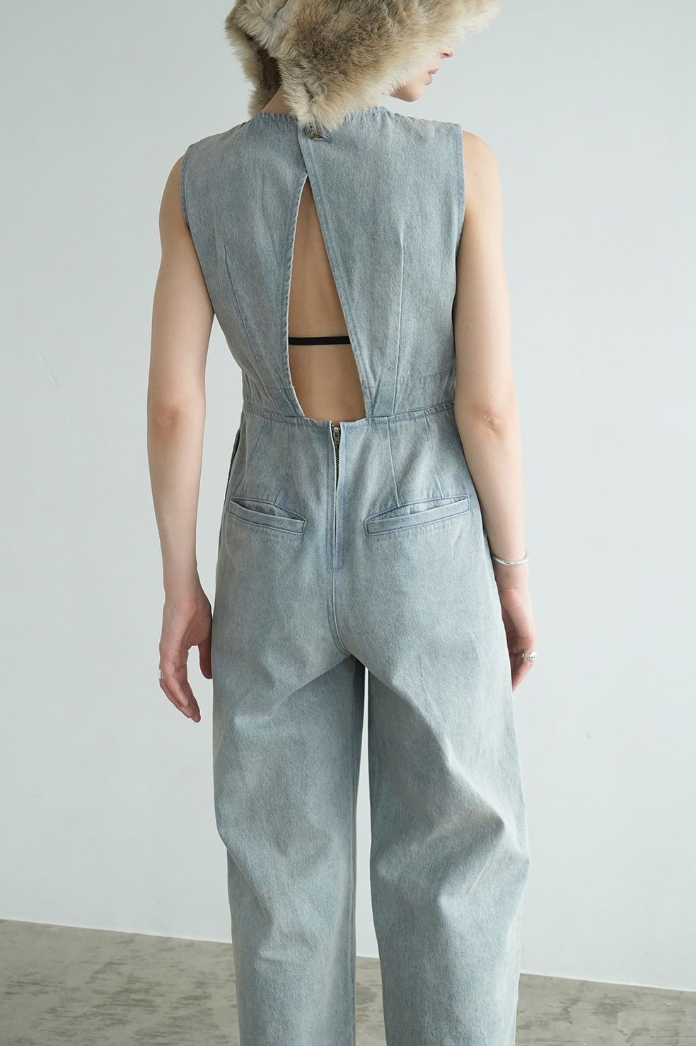 CLANE - バック オープン デニム オールインワン - BACK OPEN DENIM