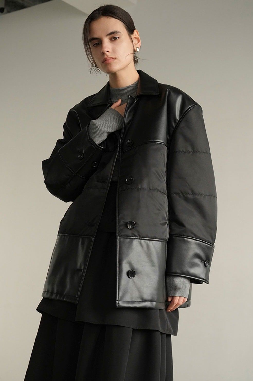 CLANE - ヴィーガンレザー オーバーサイズ ジャケット - LEATHER