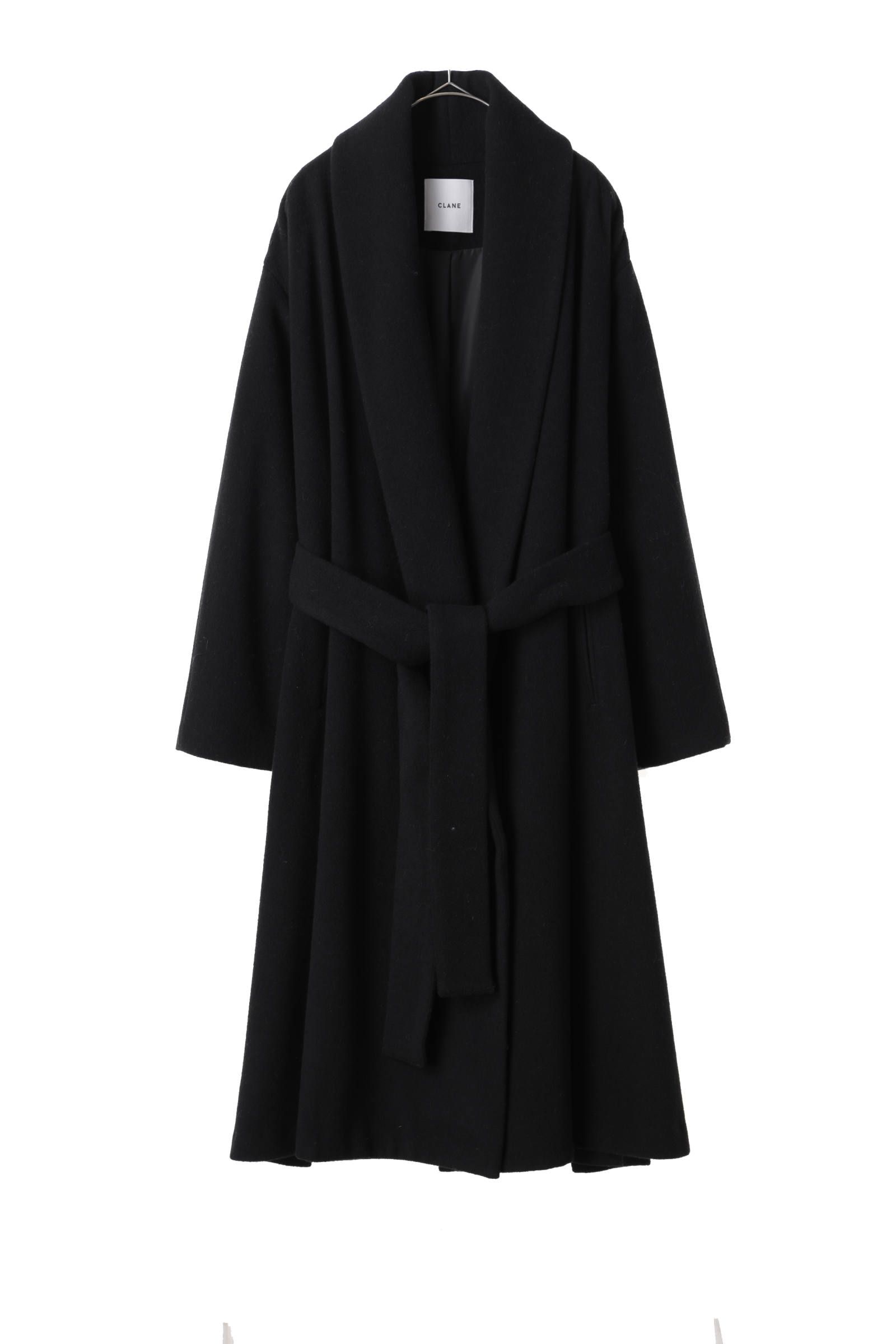 CLANE - ショールカラーフレアコート - SHAWL COLLAR FLARE COAT BLACK
