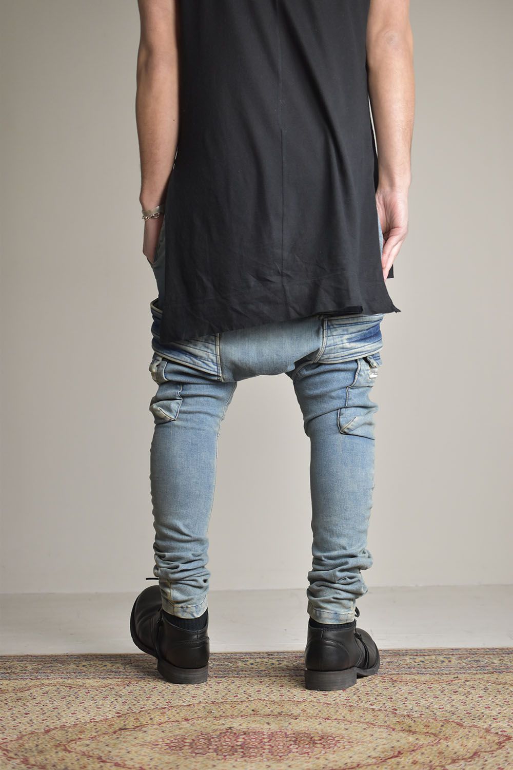 A.F ARTEFACT - Indigo Denim Cargo Sarouel Skinny