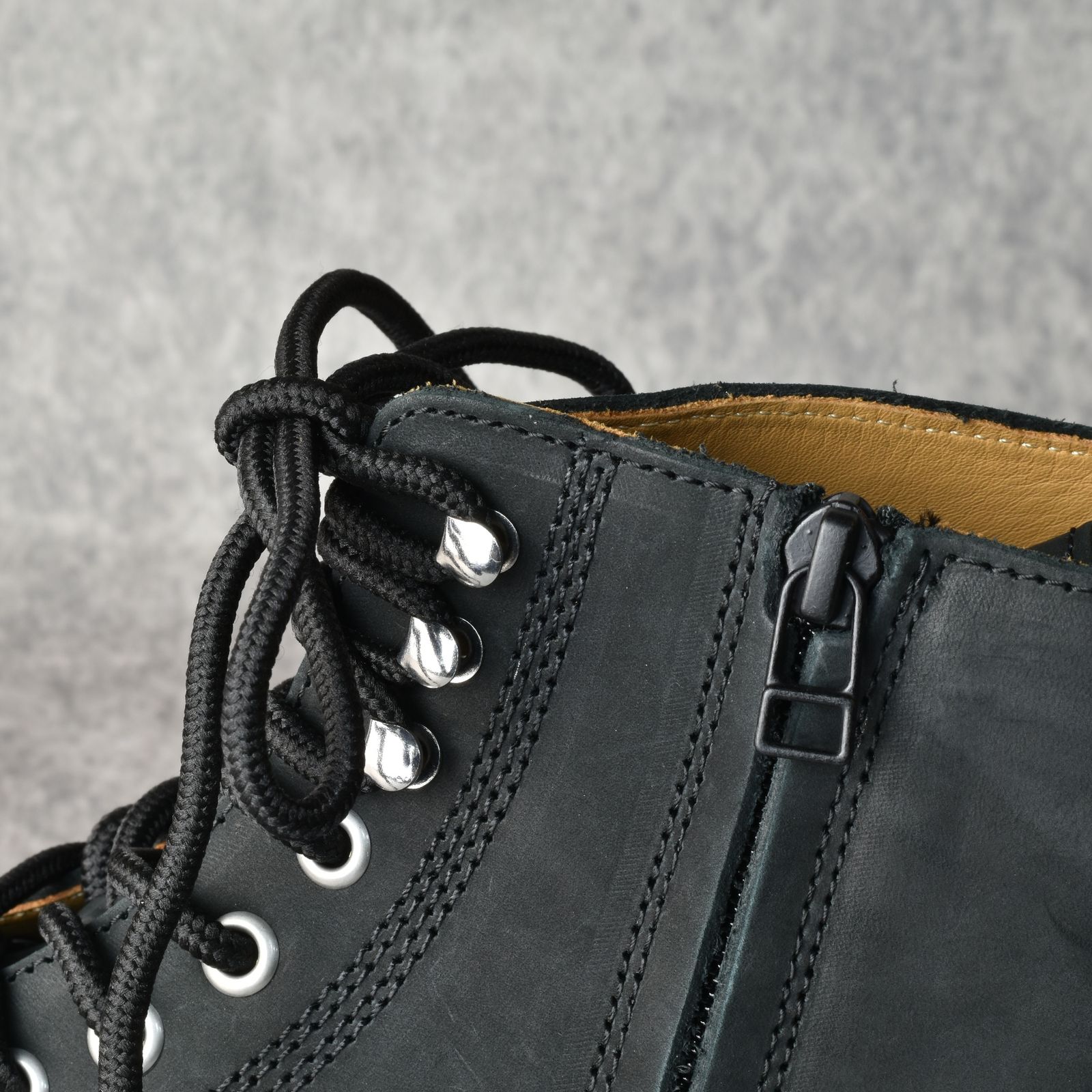 yohji yamamoto - MAT SMOOTH LEATHER ZIP BIKER BOOTS （BLACK