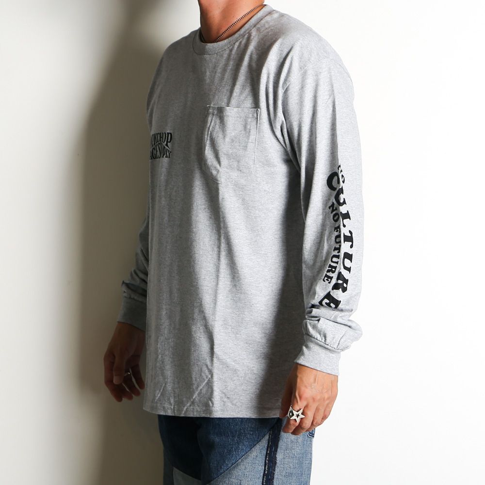PORKCHOP - WAVE LOGO L/S TEE - GRAY / ロングスリーブTシャツ