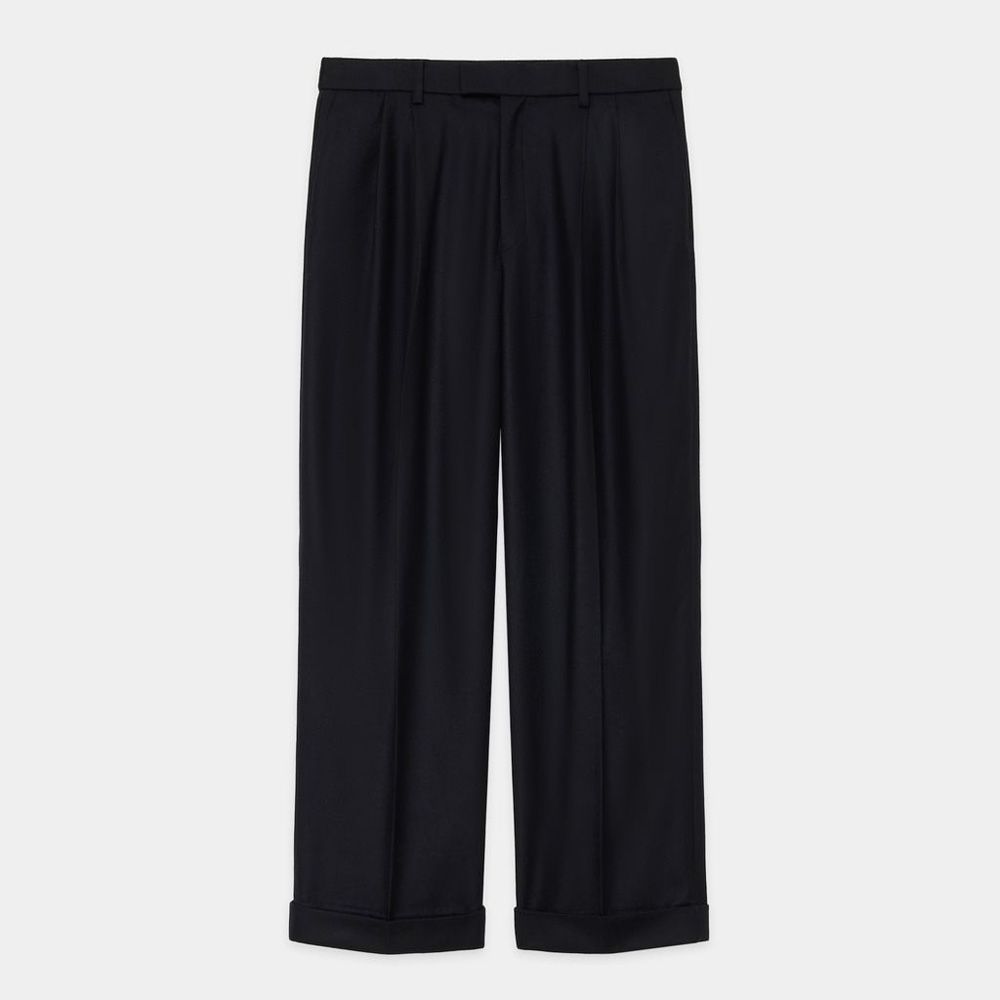 MARKAWARE - DOUBLE PLEATED WIDE TROUSERS - BLACK / オーガニック