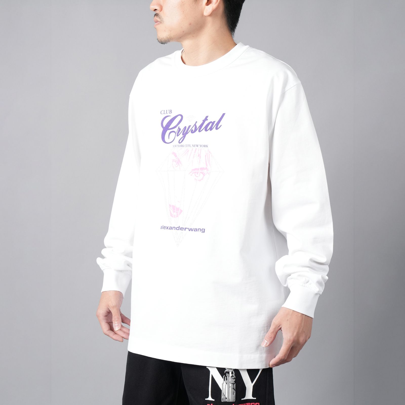 alexander wang - 【ラスト1点】 LONG SLEEVE TEE WITH CLUB CRYSTAL