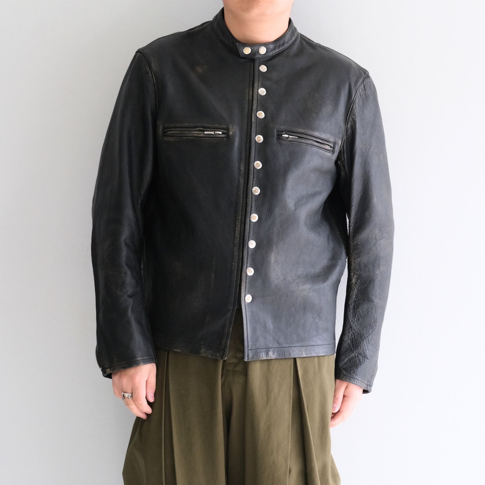 SEVEN BY SEVEN - LEATHER RIDERS JACKET ‐Cow Heavy Vintage finish