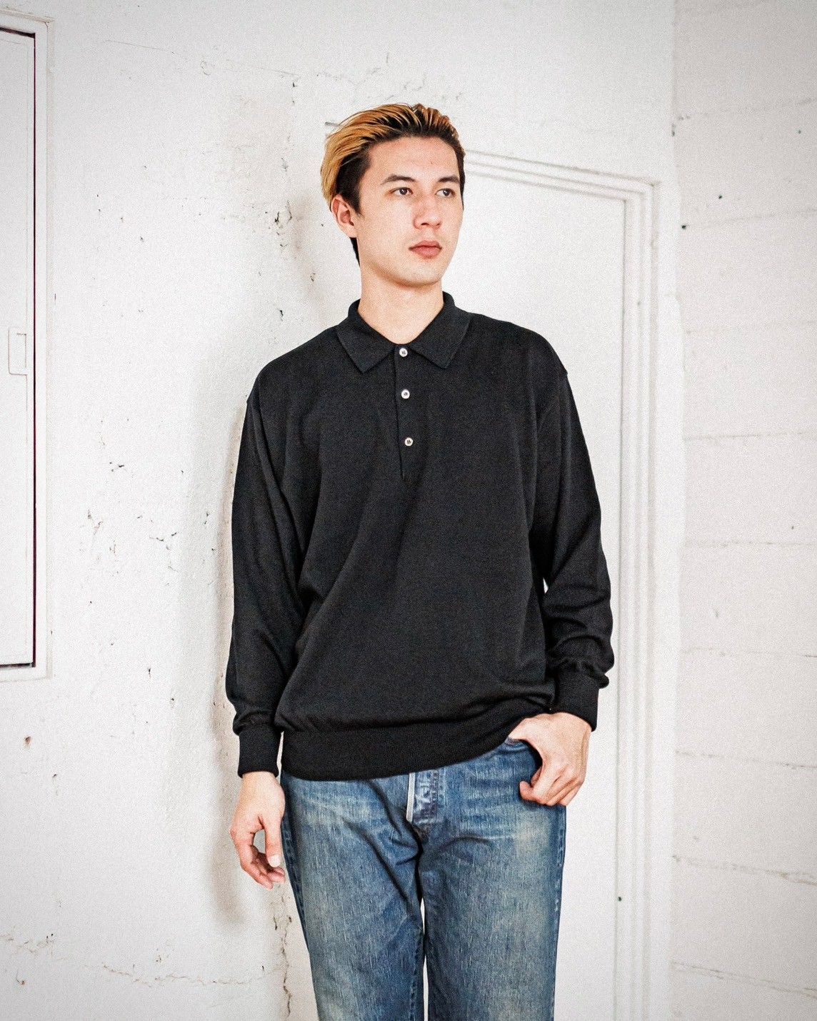 A.PRESSE - アプレッセ Cotton Knit L/S Polo Shirts(25SAP-03-02K