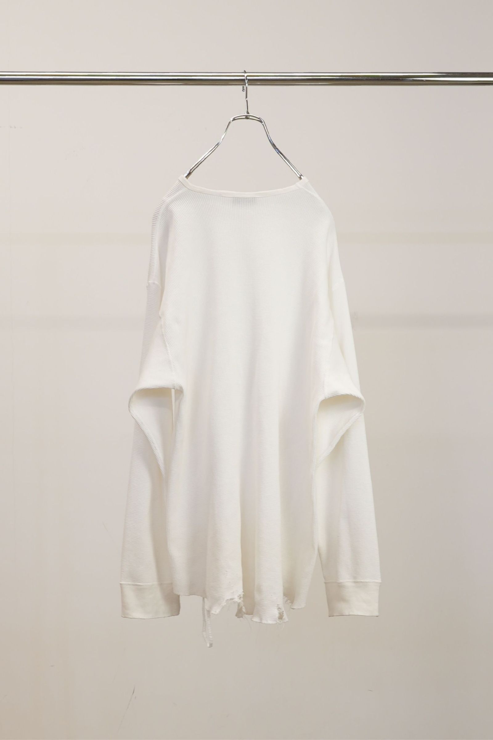 ANCELLM - DAMAGE WAFFLE CREW LS | WHITE | カットソー | NapsNote
