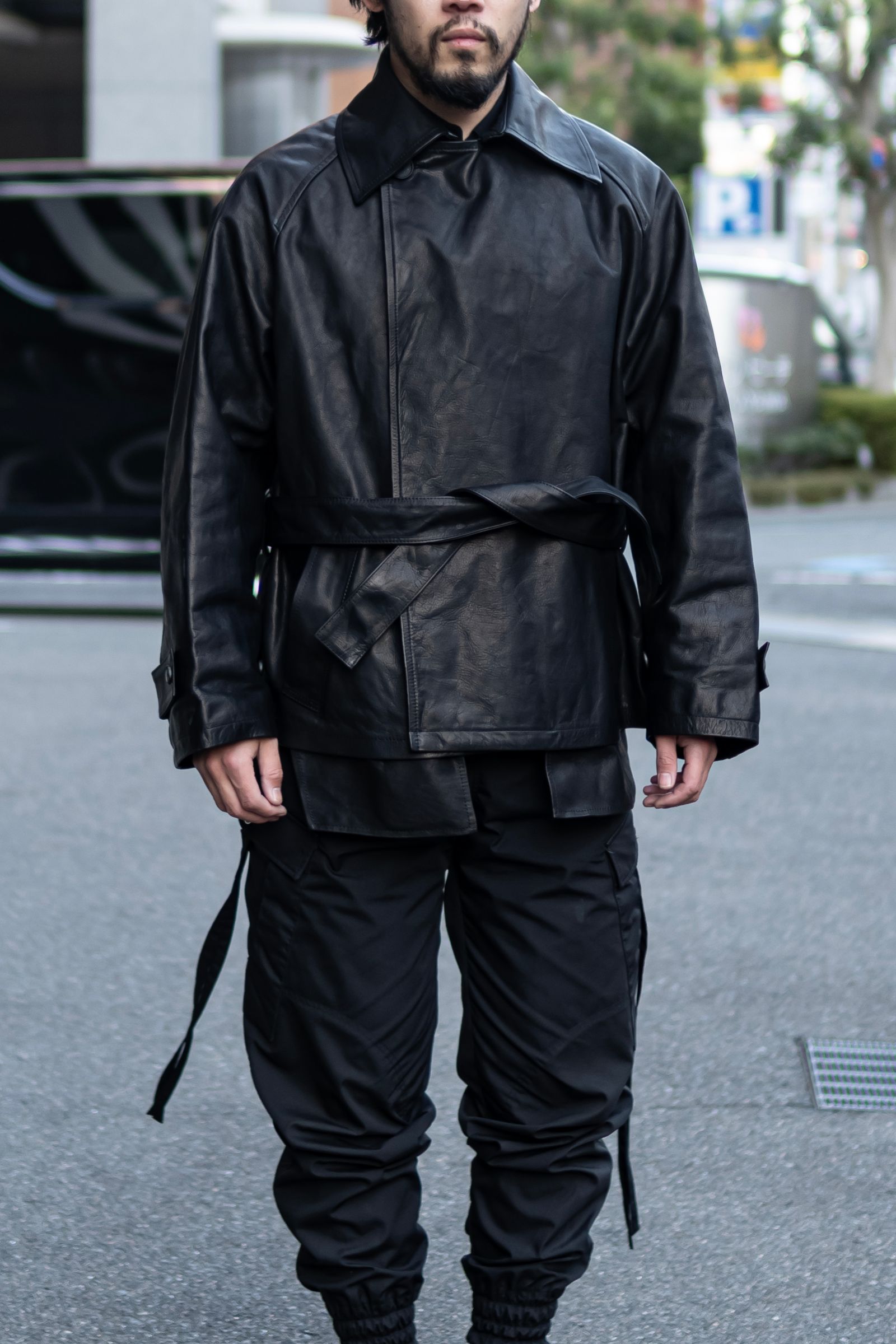 Blanc YM - Leather Short Trench Coat / Black | Retikle Online Store