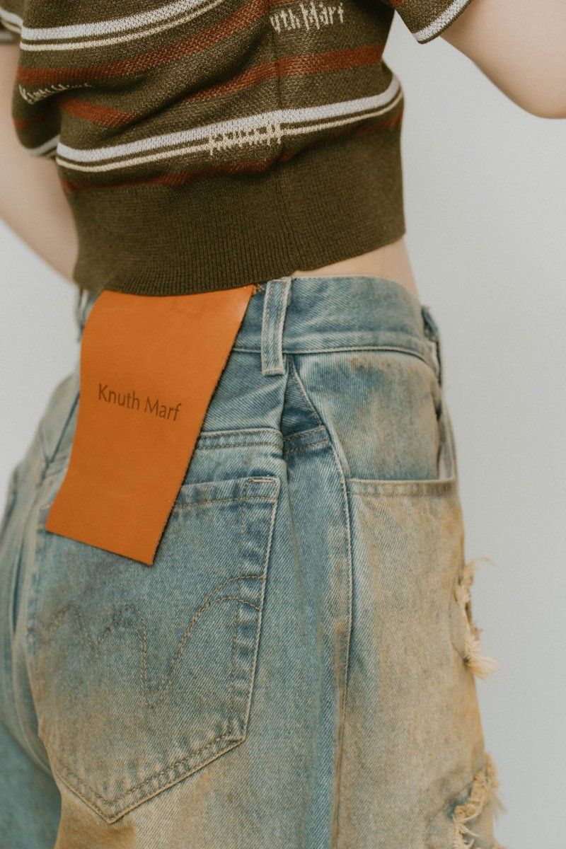 Knuth Marf - damage denim pants / ダメージ デニムパンツ (サックス