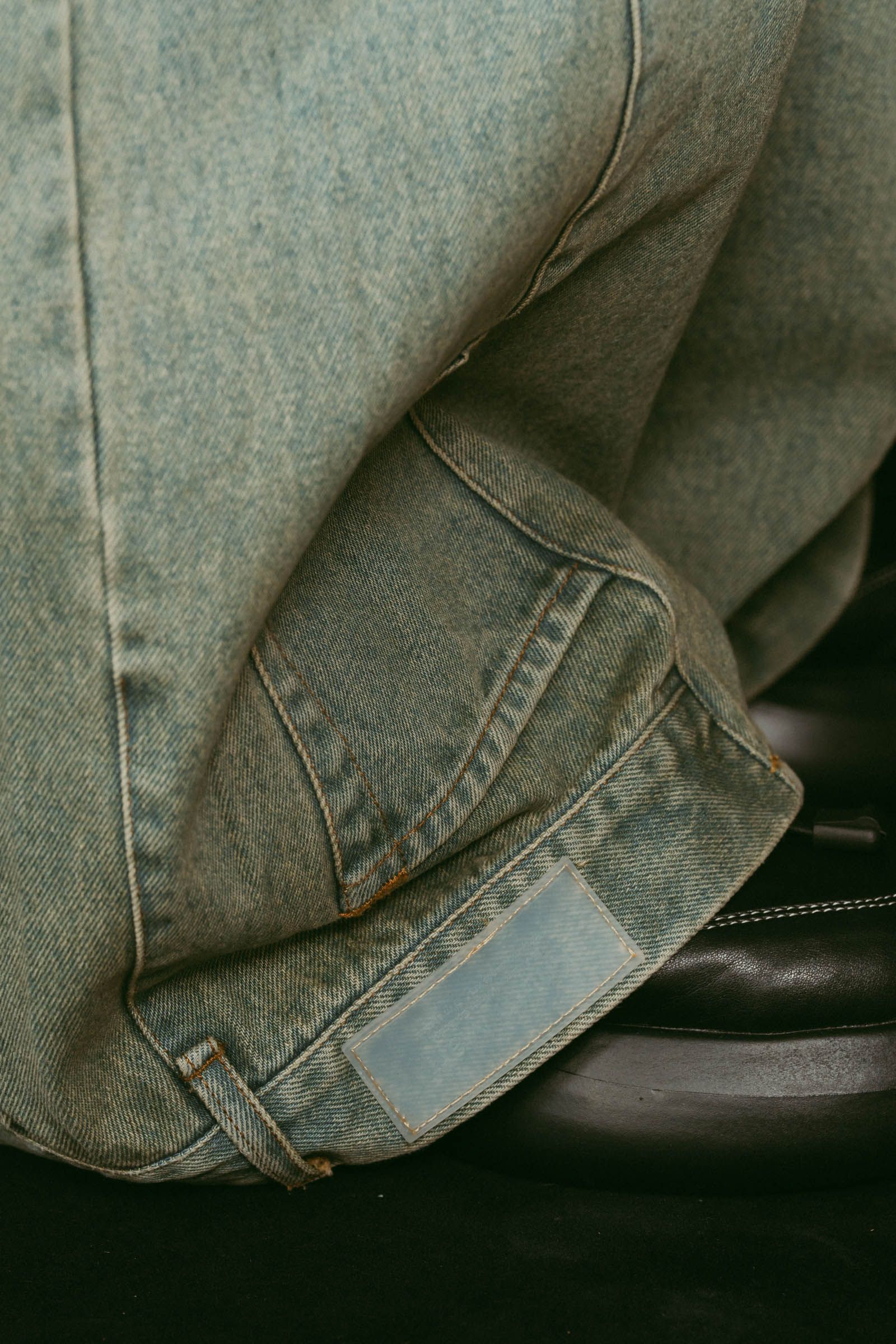 Knuth Marf - shirt wrap denim pants / シャツ巻き デニム (ブルー