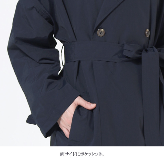 レインコート オーバートレンチコート ネイビー 収納ポーチ付き 7300