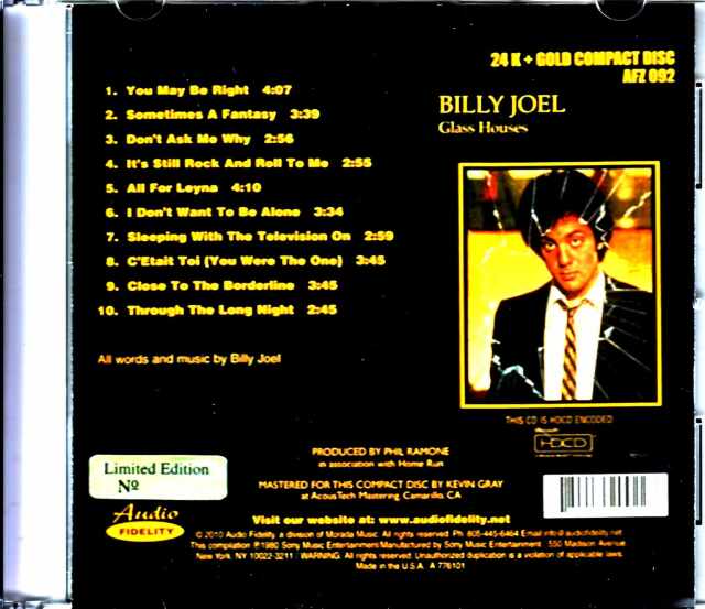 Billy Joel ビリー・ジョエル/グラスハウス Glass Houses Original US