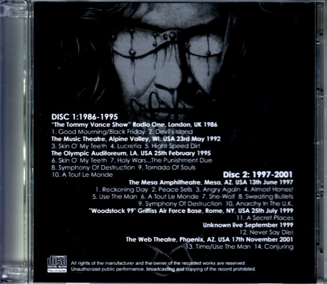 Megadeth メガデス/Live Compilation 1986-2001