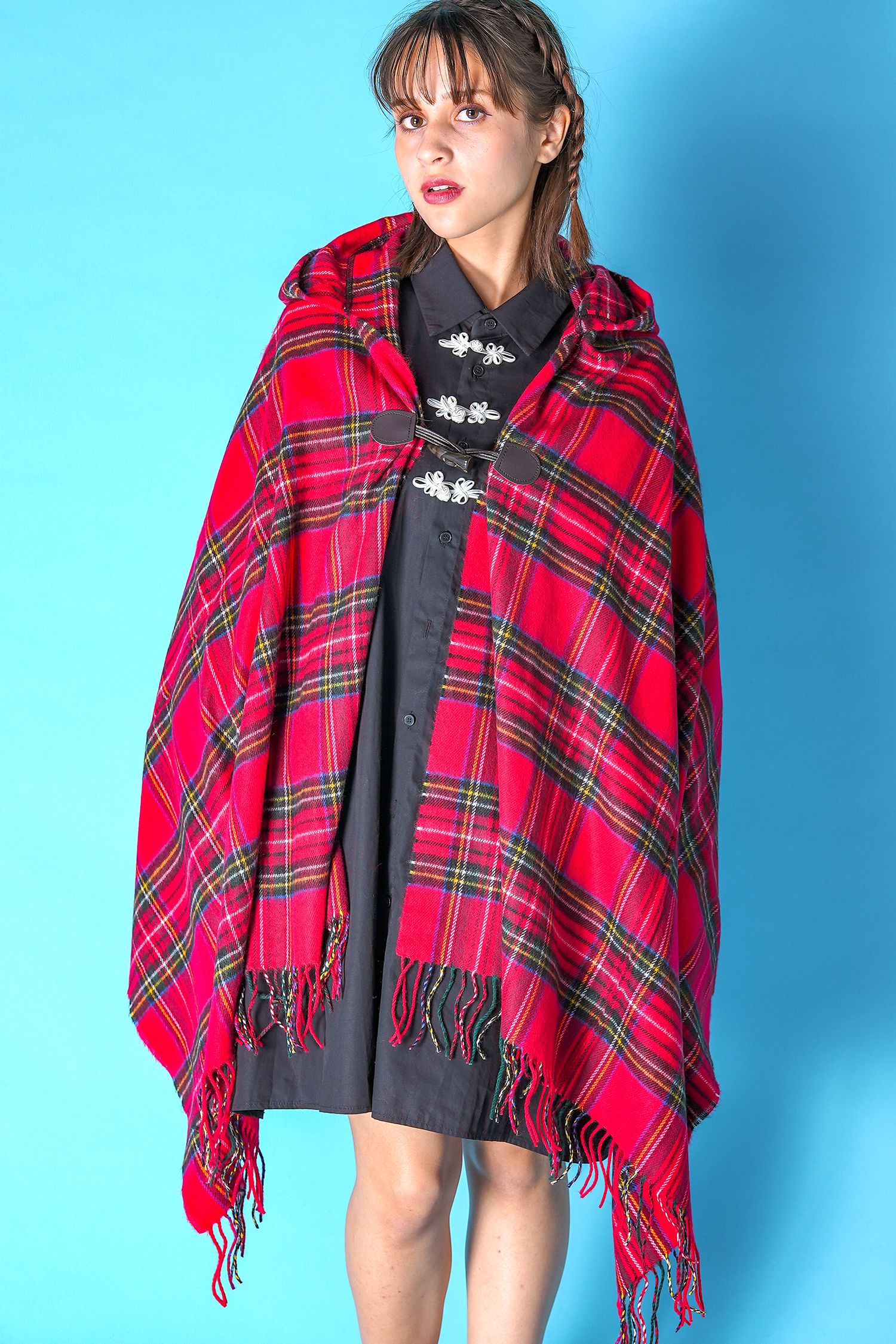 タータンチェック柄トグルフードポンチョ ankoROCK(アンコロック