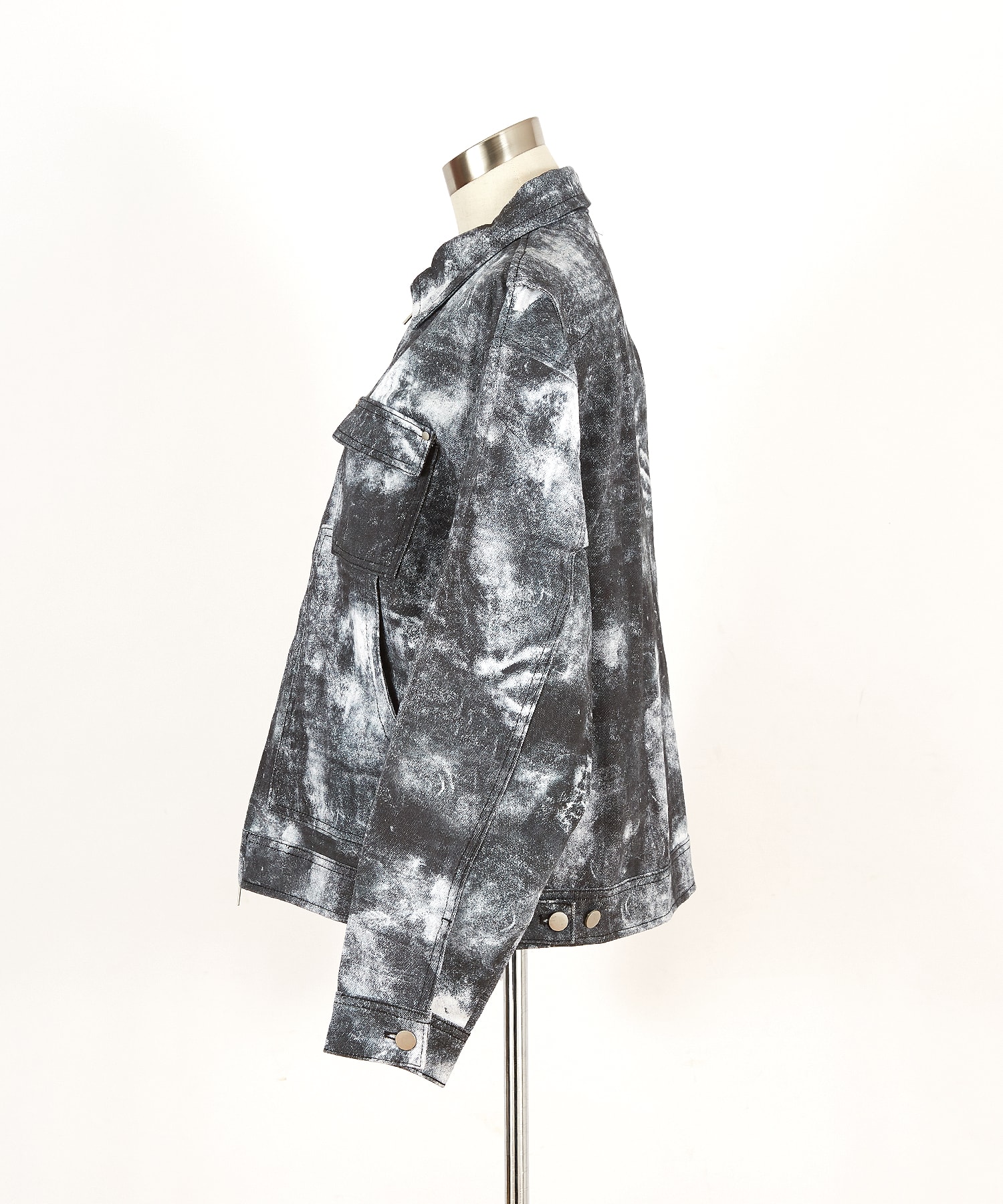 ダート柄コットン短丈ジップアップトラッカージャケット / ユニ