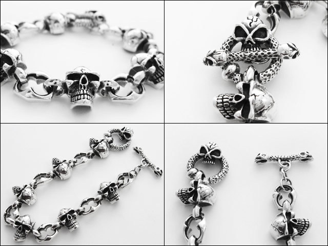 バイオレントスカルブレスレット｜シルバー925｜ラッピング無料