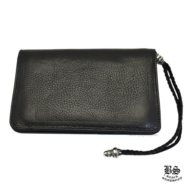 クロムハーツ2ジップウォレットクロスボタンwithストラップブラック