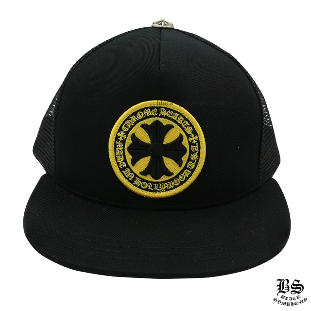 クロムハーツファブリックフロントトラッカーキャップブラックツイル