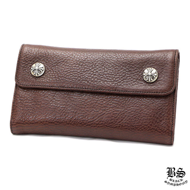 クロムハーツ 財布 ウェーブウォレットクロスボタンブラウン|クロム