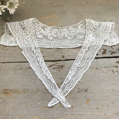 L2477 フランスアンティークレースつけ襟/レース衿 リネンチュールレース
