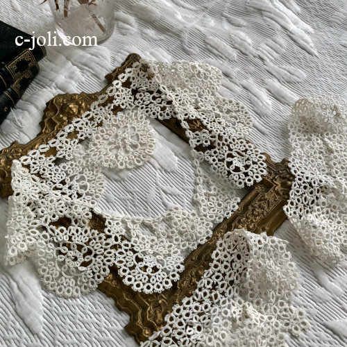 パリ発送】L2770 フランスアンティークレースつけ襟/レース衿 リネン