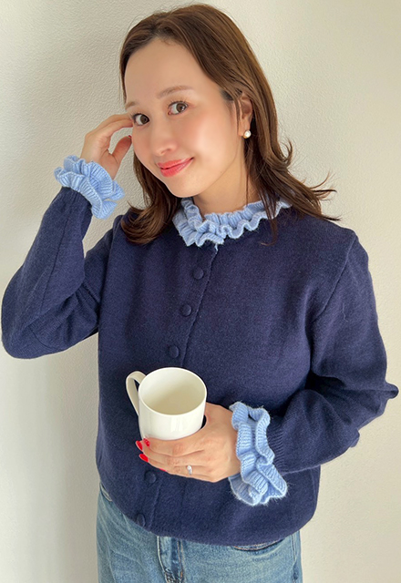 フリルレイヤードデザインカーディガン【7f-831-05877】