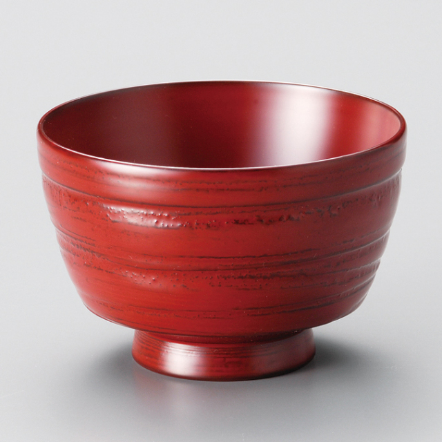 汁椀 羽反り 古代朱/溜内黒 漆塗り・木製 12-01504/01505 漆器の井助