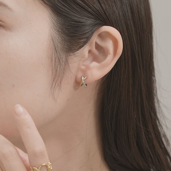 金属アレルギー対応 316L】クロスラインステンレスフープピアス