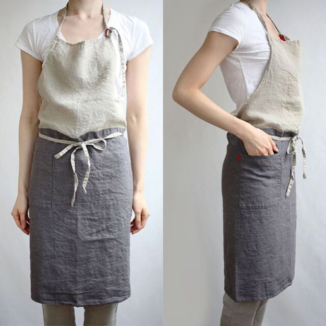 麻100％のフレンチシックでお洒落なリネンエプロンです。ギフトやお