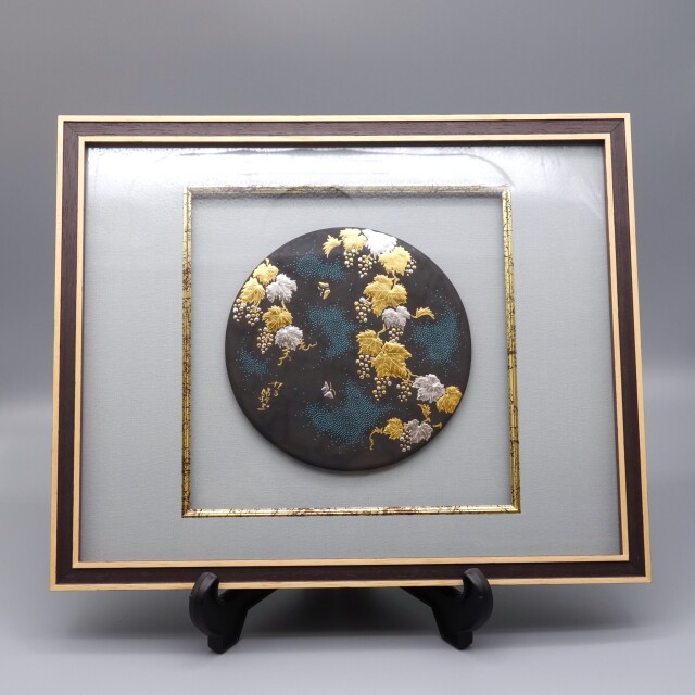 陶額 白金盛渦打青粒葡萄文 [ 三代 仲田錦玉 ]