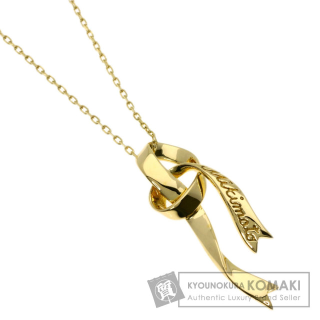 MIKIMOTO ミキモト リボンモチーフ ネックレス K18イエローゴールド