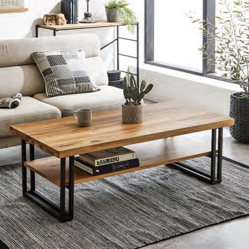 Colin無垢材 センターテーブル 幅1200mm 棚付き オーク