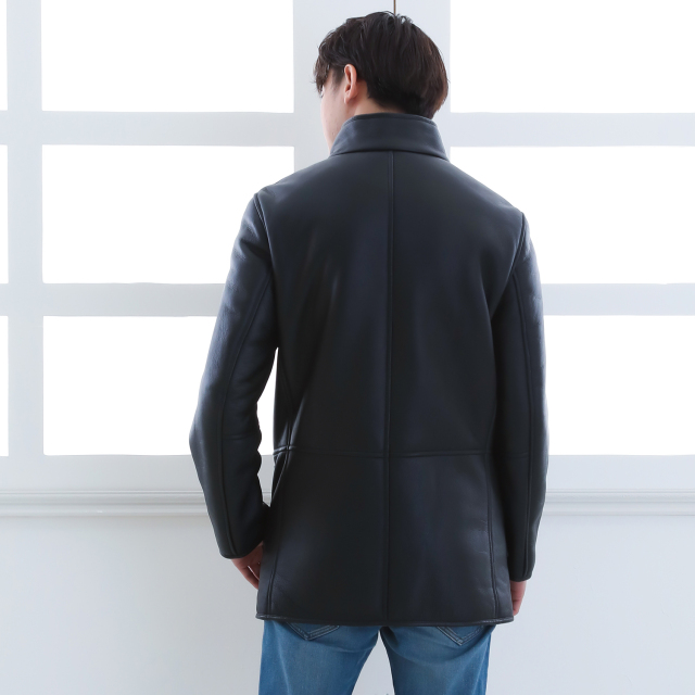 ムートンコート ハーフコート メンズ 本革コート 6012