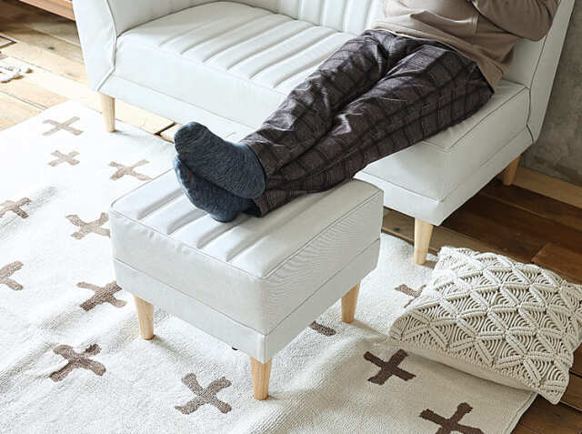 国産 オットマン DAY2(デイツー) アイボリーカラー｜北欧