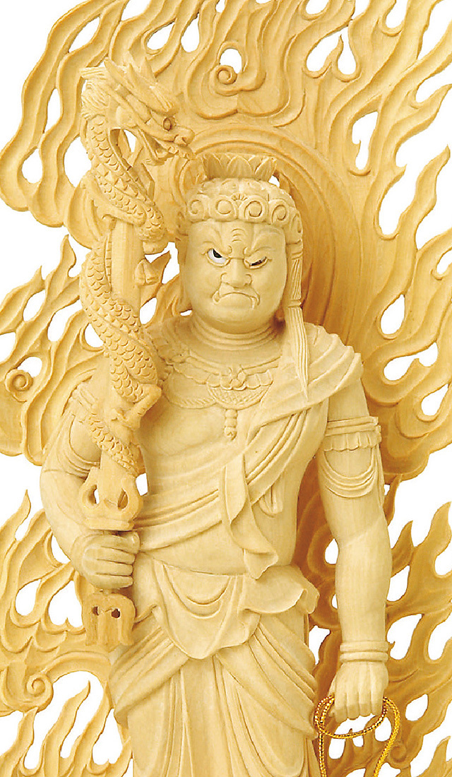 柘植 不動明王 玉眼入 上彫 4.0寸～5.0寸 | 激安仏壇仏具の販売なら